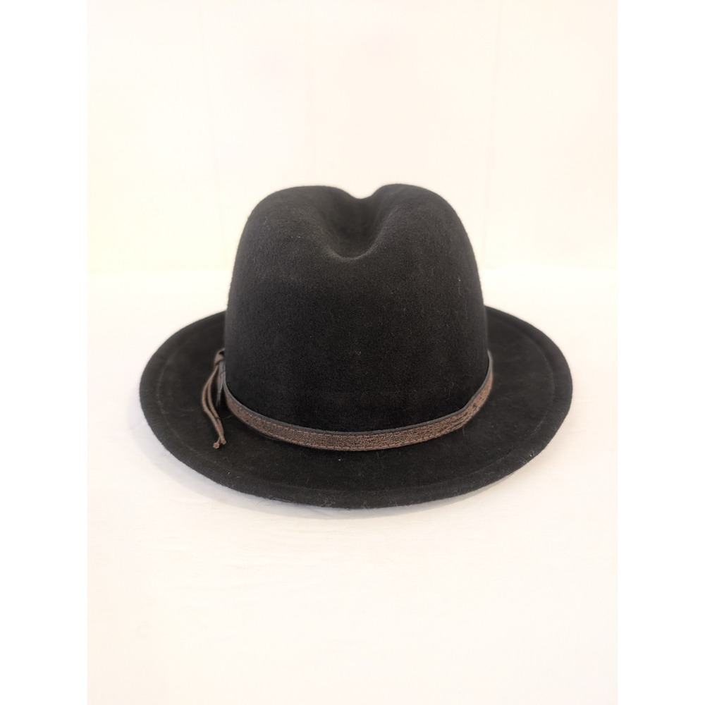 Harley Davidson Cowboy Hat Fedora Black Wool Felt Vintage USA Made Sz Small Band - Picture 7 of 16